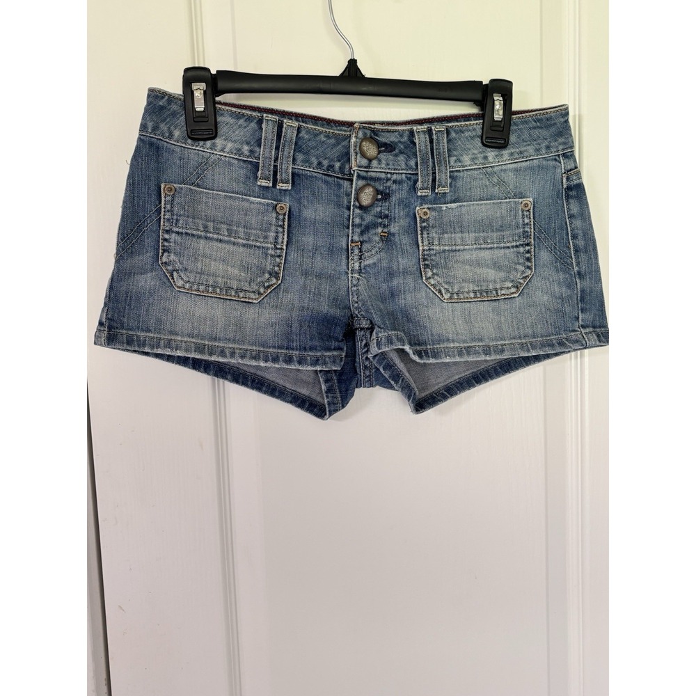 VTG 2004 Y2K American Eagle Shortie Denim Low Rise Micro Shorts Grunge Size 2‎ S